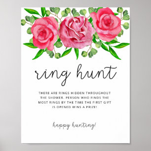 Affiche de jeu de chasse à l'anneau floral rose po