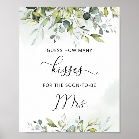 Affiche de jeu de douche de mariée avec des baiser (Devant)