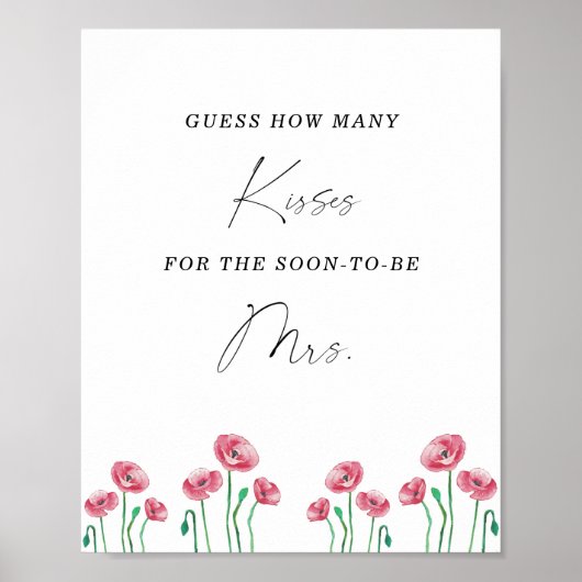 Affiche de jeu de douche de mariée florale combien (Devant)