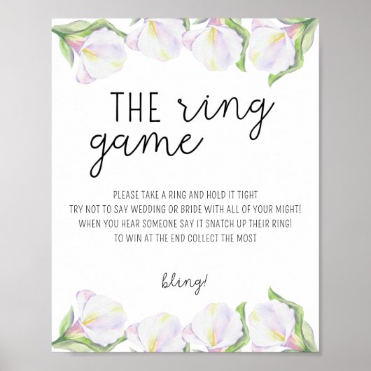 Affiche de jeu de mariage avec des fleurs de calla (Devant)
