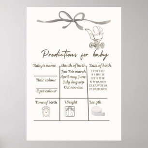 Affiche de jeu de prédictions pour Baby Shower