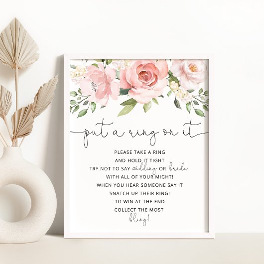 Affiche de jeu floral blush met un anneau dessus