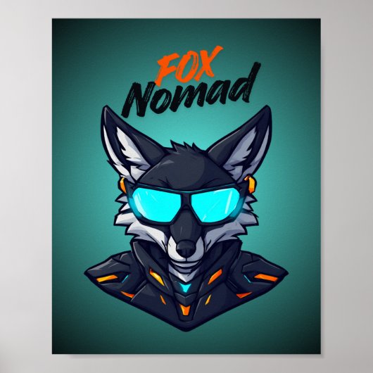 Affiche de jeu néon Fox Nomad Cyberpunk Mecha (Devant)