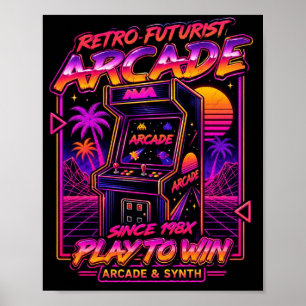 Affiche de jeu néon Synthwave Arcade Rétro Futuris