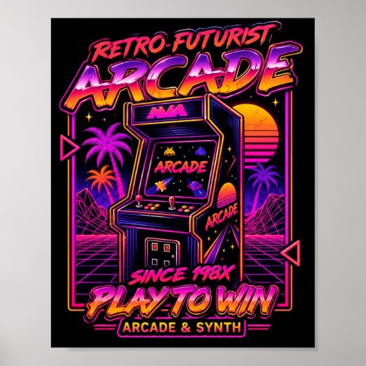 Affiche de jeu néon Synthwave Arcade Rétro Futuris (Devant)