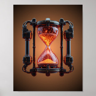 Affiche de jeu vidéo néonée à hourglass Mecha Cybe