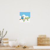 Affiche de joli garçon hibou sur une branche (Cuisine)