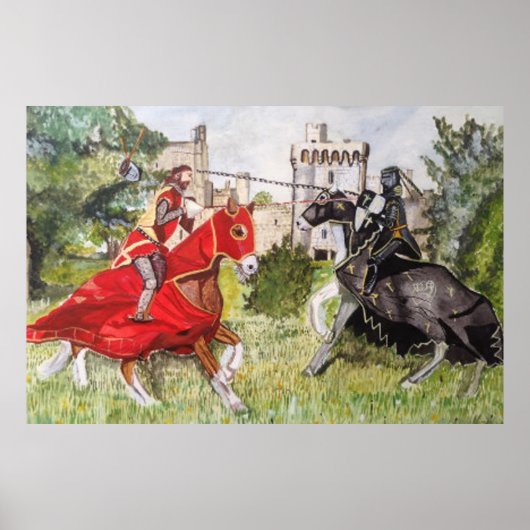 Affiche de joute médiévale contre un château (Devant)