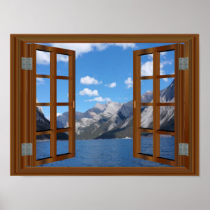 Affiche de Joyful Mountain Lake Window Frame