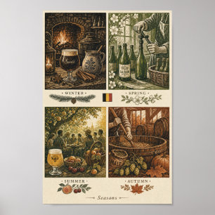 Affiche de la bière belge à travers les saisons