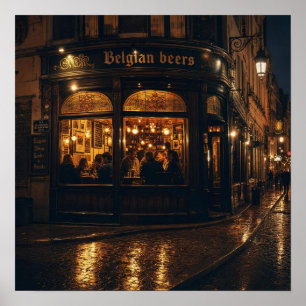 Affiche de la brasserie Belgian Corner la nuit