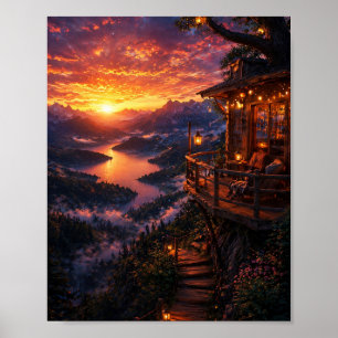 Affiche de la cabane de montagne pour s'évader