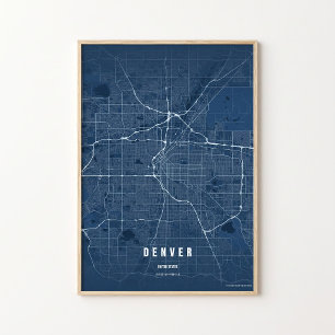 Affiche de la carte bleue de Denver Colorado Cadea
