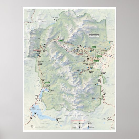 Affiche de la carte des montagnes Rocheuses (Color (Devant)