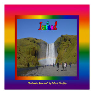 Affiche de la cascade arc-en-ciel d'Islande