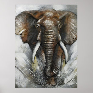 Affiche de la charge d'éléphant