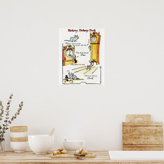 Affiche de la comptine "Hickory Dickory Dock" (Cuisine)