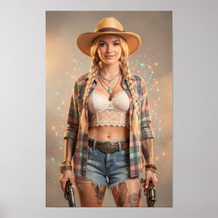 Affiche de la Cowgirl Céleste de la Merveille Rust