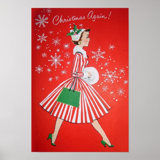 Affiche de la dame de Noël Retro Vintage (Devant)