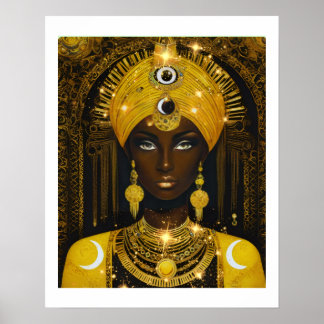 Affiche de la Déesse Africaine Dorée - Reine Afroc