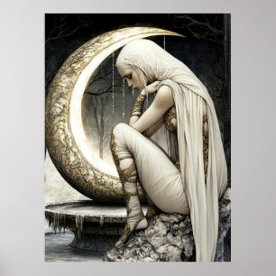 Affiche de la déesse du croissant de lune enchanté