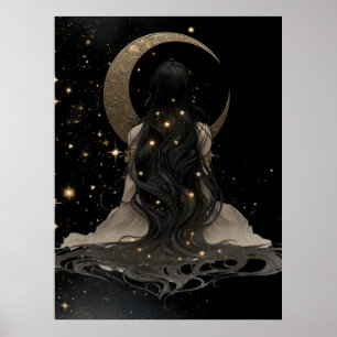 Affiche de la déesse du croissant de lune enchanté