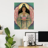 Affiche de la déesse Kuan Yin "Coeur rose lotus" (Bureau à domicile)
