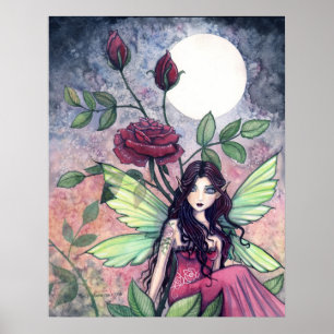 Affiche de la Fée de la Rose Rouge gothique par Mo