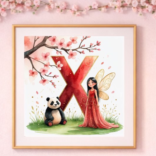 Affiche de la fée Panda Lettre X - Art de l'alphab
