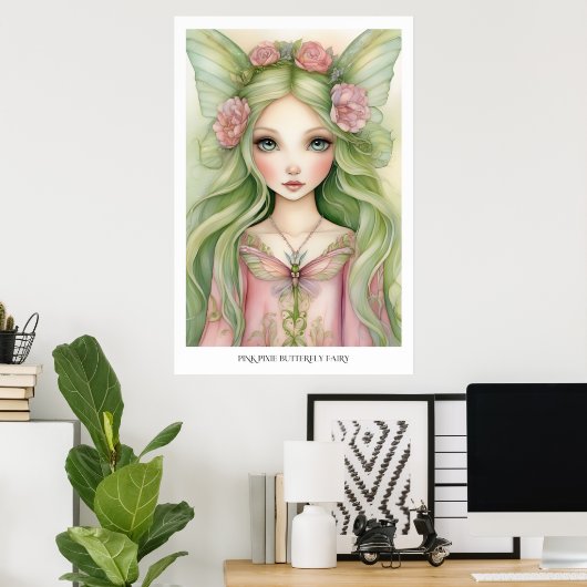 Affiche de la fée papillon Pink Pixie (Bureau à domicile)
