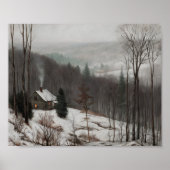 Affiche de la ferme enneigée vue rapprochée (Devant)