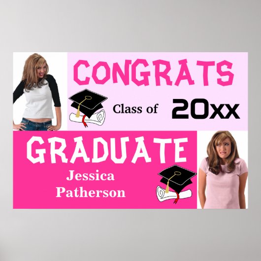 Affiche de la fête de graduation Ajouter photo ros (Devant)