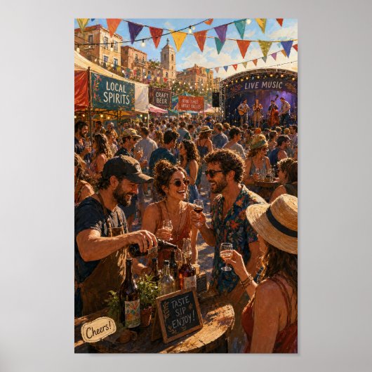 Affiche de la fête de rue ensoleillée (Devant)