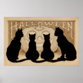 affiche de la fête des chats noirs d'Halloween vin (Devant)