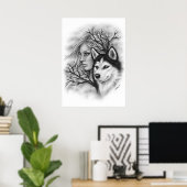 Affiche de la fille Wolf Husky Souls hiver (Bureau à domicile)