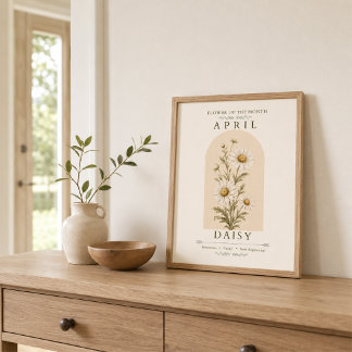 Affiche de la fleur de naissance d'avril Daisy