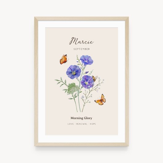 Affiche de la fleur de naissance de Morning Glory