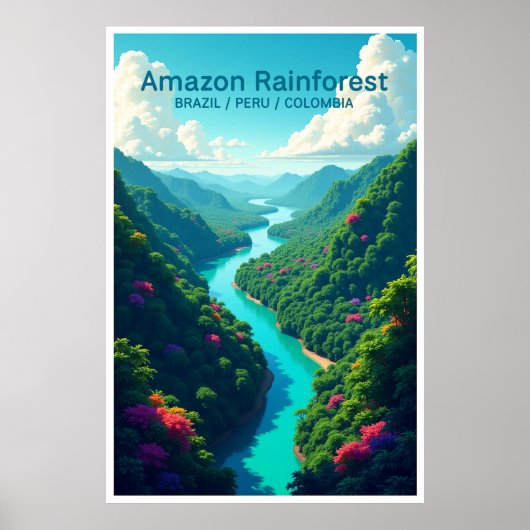 Affiche de la forêt amazonienne Brésil Pérou Colom (Devant)