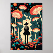 Affiche de la forêt de champignons magiques | Art 