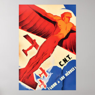 Affiche de la guerre civile espagnole CNT Louange 