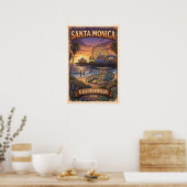 Affiche de la jetée de la côte californienne vinta (Cuisine)