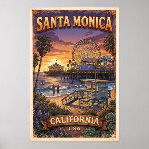 Affiche de la jetée de la côte californienne vinta