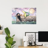 Affiche de la jolie sirène sur la jetée (Bureau à domicile)