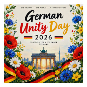 affiche de la Journée de l'unité allemande avec de