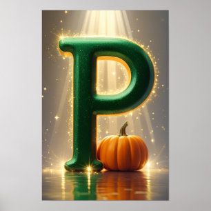 Affiche de la lettre P avec citrouille – Alphabet