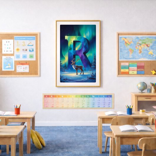 Affiche de la lettre R d'Aurora | Art des aurores 