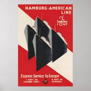 Affiche de la ligne Hambourg-Amérique Services Exp