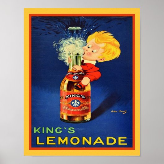 Affiche de la limonade du roi des années 1920 (Devant)