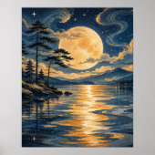Affiche de la Lune Dorée sur le Lac (Devant)