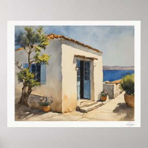 Affiche de la Maison au Bord de Mer avec Porte Ble